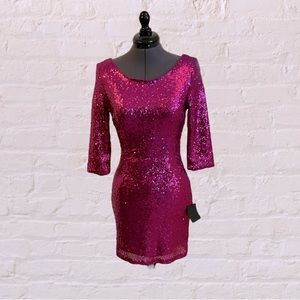 Lulu’s Delightful Ways Magenta Sequin Dress